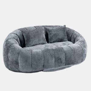 Sofá grande tipo pufe - confortável, resistente, encosto alto, interior e exterior - cinza