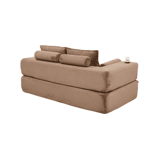 Sofá-cama dobrável de 2 lugares u2013 almofadas de espuma viscoelástica, porta-copos, bolsos laterais, espuma de alta densidade e montagem rápida u2013 Castanho Sofá-cama dobrável de 2 lugares u2013 almofadas de espuma viscoelástica, porta-copos, bolsos laterais, espuma de alta densidade e montagem rápida u2013 Castanho