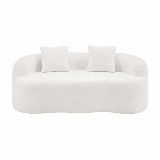 Sofá de dois lugares - design curvo com almofadas e sem montagem - branco Sofá de dois lugares - design curvo com almofadas e sem montagem - branco