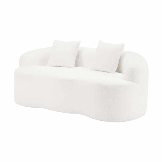 Sofá de dois lugares - design curvo com almofadas e sem montagem - branco Sofá de dois lugares - design curvo com almofadas e sem montagem - branco