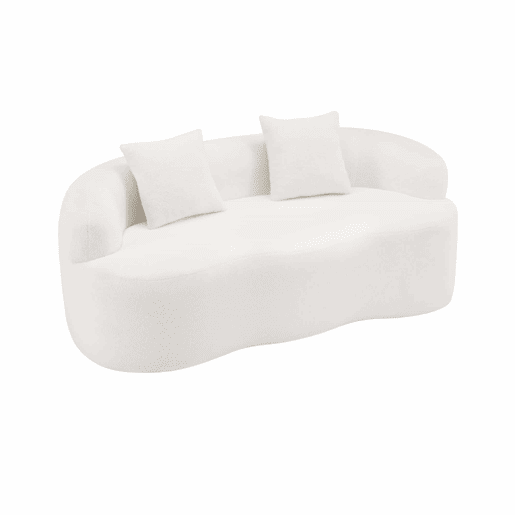 Sofá de dois lugares - design curvo com almofadas e sem montagem - branco Sofá de dois lugares - design curvo com almofadas e sem montagem - branco