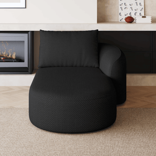 Sofá-cama modular 168 x 106 cm - Estofo em chenille, convertível, encosto ajustável - Preto