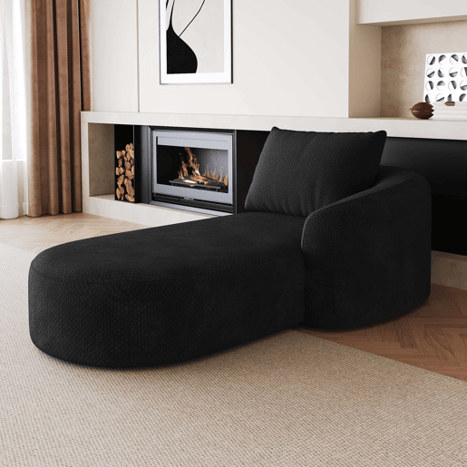 Sofá-cama modular 168 x 106 cm - Estofo em chenille, convertível, encosto ajustável - Preto