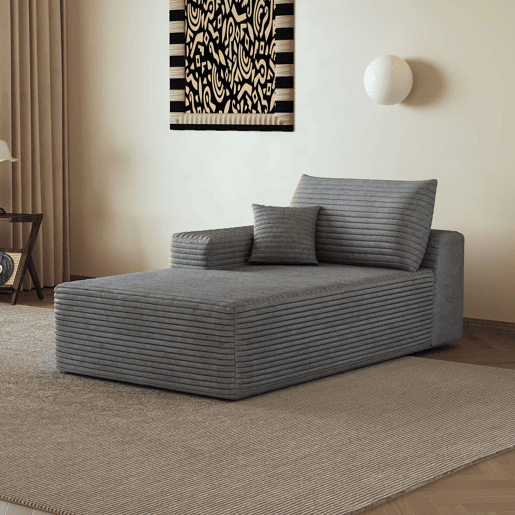 Sofá-cama individual 175 x 95 cm - modular em veludo, assento confortável - Cinzento