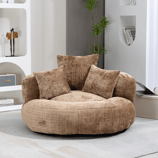 Pufe individual - encosto alto, com almofadas, gaming - café Pufe individual - encosto alto, com almofadas, gaming - café