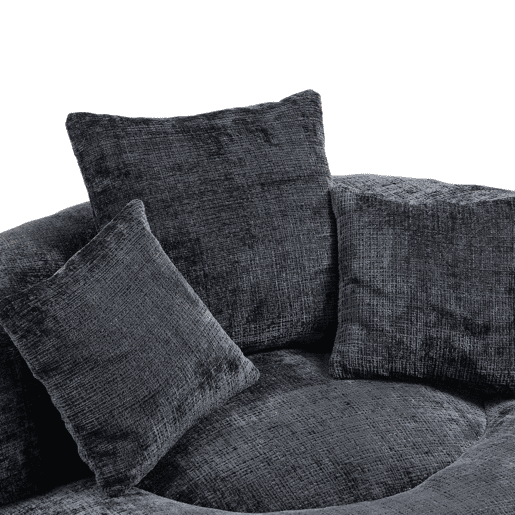Sofá individual - Lazy Lounger com encosto alto e 3 almofadas - Chenille preta