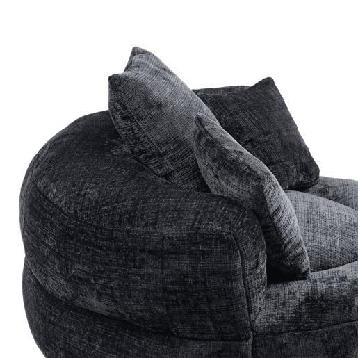 Sofá individual - Lazy Lounger com encosto alto e 3 almofadas - Chenille preta