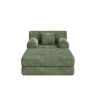 Sofá-cama individual de 1 lugar - reclinável, em veludo, com encosto alto, estrutura metálica, espuma de alta densidade, porta-copos e bolsos laterais - Verde