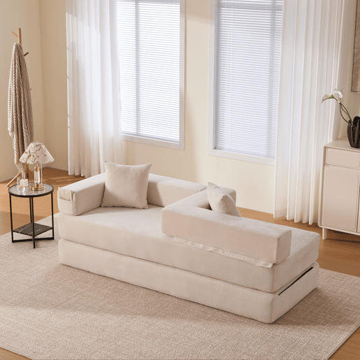 Sofá modular de 2 lugares - chenille supermacio, combinável, com bolsos, antiderrapante - bege