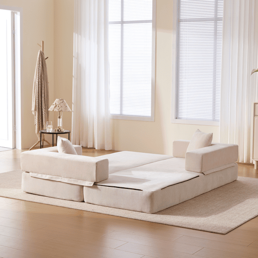 Sofá modular de 2 lugares - chenille supermacio, combinável, com bolsos, antiderrapante - bege