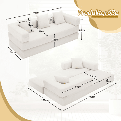 Sofá modular de 2 lugares - chenille supermacio, combinável, com bolsos, antiderrapante - bege
