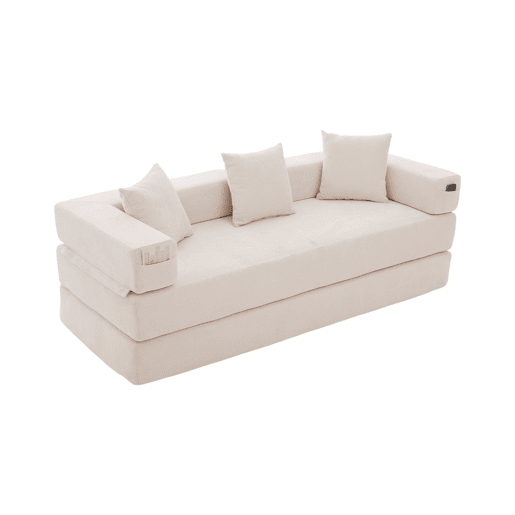 Sofá modular de 2 lugares - chenille supermacio, combinável, com bolsos, antiderrapante - bege
