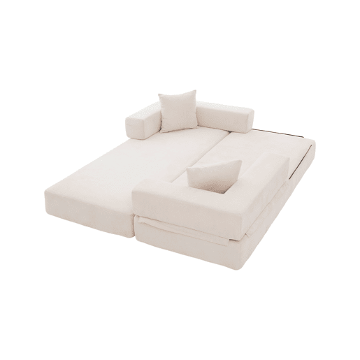 Sofá modular de 2 lugares - chenille supermacio, combinável, com bolsos, antiderrapante - bege