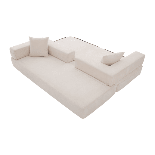 Sofá modular de 2 lugares - chenille supermacio, combinável, com bolsos, antiderrapante - bege