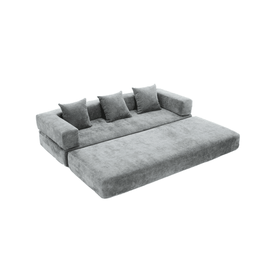 Sofá modular de 2 lugares - chenille, supermacio, com bolsos laterais - cinza escuro Sofá modular de 2 lugares - chenille, supermacio, com bolsos laterais - cinza escuro