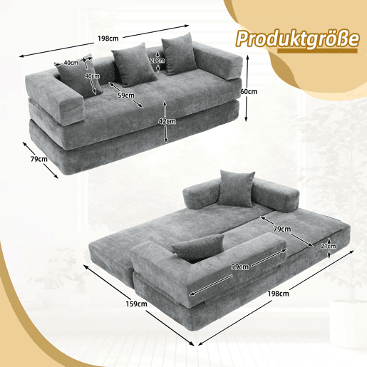 Sofá modular de 2 lugares - chenille, supermacio, com bolsos laterais - cinza escuro Sofá modular de 2 lugares - chenille, supermacio, com bolsos laterais - cinza escuro