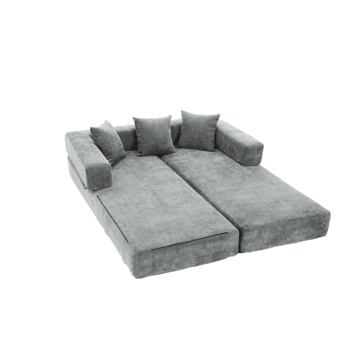 Sofá modular de 2 lugares - chenille, supermacio, com bolsos laterais - cinza escuro Sofá modular de 2 lugares - chenille, supermacio, com bolsos laterais - cinza escuro