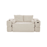 Sofá-cama de 2 lugares - em veludo, com espuma de alta densidade, molas, almofadas Memory, porta-copos e bolsos laterais - Bege