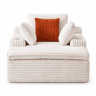 Sofá-cama sem estrutura, 1 lugar u2013 sofá moderno tipo «nube» com chaise longue, sem montagem, com 3 almofadas e manta, confortável para a sala de estar u2013 bege