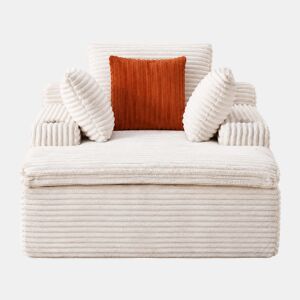 Sofá-cama sem estrutura, 1 lugar u2013 sofá moderno tipo «nube» com chaise longue, sem montagem, com 3 almofadas e manta, confortável para a sala de estar u2013 bege