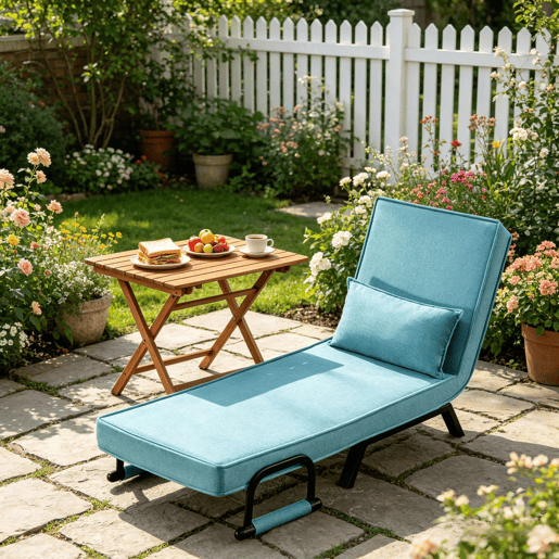Poltrona-cama 65x75x78 cm - Conversível com encosto ajustável e multifuncional - Azul Poltrona-cama 65x75x78 cm - Conversível com encosto ajustável e multifuncional - Azul