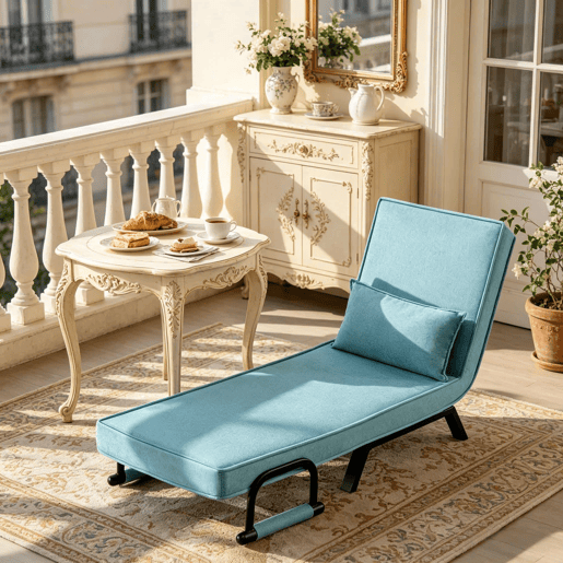 Poltrona-cama 65x75x78 cm - Conversível com encosto ajustável e multifuncional - Azul Poltrona-cama 65x75x78 cm - Conversível com encosto ajustável e multifuncional - Azul