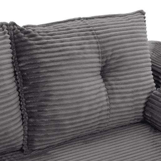 Sofá-cama de 3 lugares em veludo - encosto rebatível, espuma de alta densidade com molas, almofadas Memory, porta-copos e bolsos laterais - Cinza escuro Sofá-cama de 3 lugares em veludo - encosto rebatível, espuma de alta densidade com molas, almofadas Memory, porta-copos e bolsos laterais - Cinza escuro