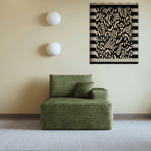 Sofá relax 175 x 95 x 83 cm - Modular com função de cama e assento profundo - Verde Sofá relax 175 x 95 x 83 cm - Modular com função de cama e assento profundo - Verde
