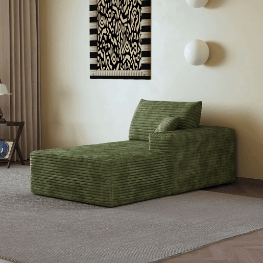 Sofá relax 175 x 95 x 83 cm - Modular com função de cama e assento profundo - Verde Sofá relax 175 x 95 x 83 cm - Modular com função de cama e assento profundo - Verde
