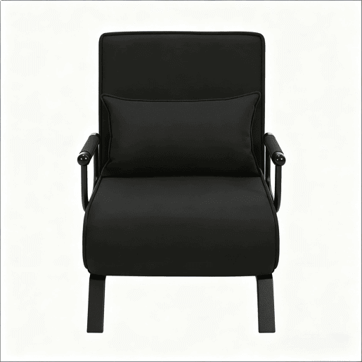 Poltrona-cama 65x75x78 cm - reclinável, transformável e extensível, com encosto ajustável para ver televisão - Preto