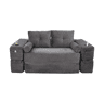 Sofá-cama de 2 lugares - estofo em veludo cotelê, almofadas viscoelásticas, porta-copos e bolsos laterais, montagem rápida - cinzento escuro