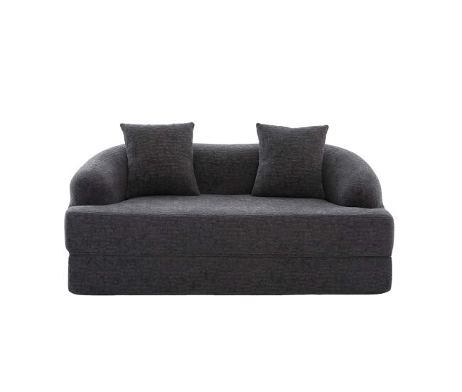 Sofá cama 2 plazas - sofá cama doble plegable 2 en 1 con 2 cojines - chenilla multifuncional para salón y habitación de invitados - gris oscuro