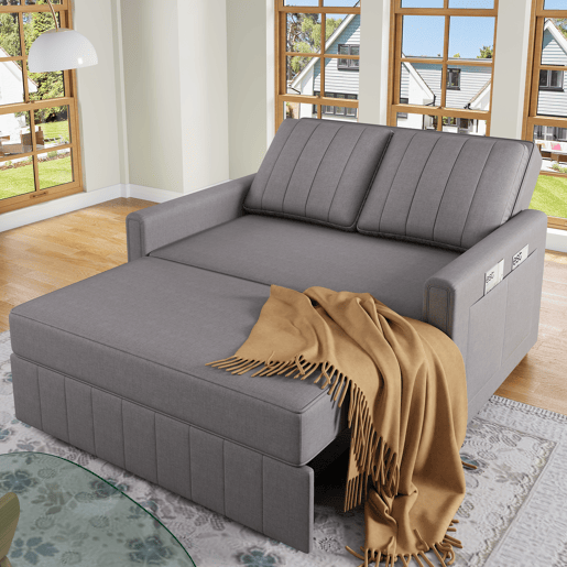 Sofá-cama de 2 lugares 180x127 cm - multifuncional, com encosto ajustável, ideal para espaços pequenos - Antique Gray Sofá-cama de 2 lugares 180x127 cm - multifuncional, com encosto ajustável, ideal para espaços pequenos - Antique Gray