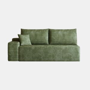 Sofá modular de 175 cm, 2 lugares u2013 estofado em tecido, design seccional com chaise à esquerda u2013 Verde