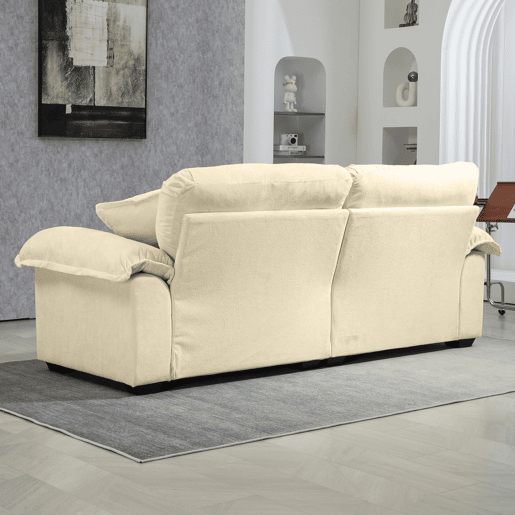 Sofá individual 213 cm - Chenille com almofada dupla (Memory + molas) - Bege Sofá individual 213 cm - Chenille com almofada dupla (Memory + molas) - Bege