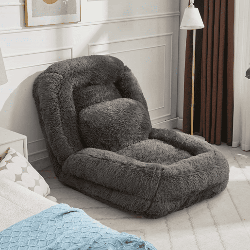 Sofá tipo cama humana - 5 posições ajustáveis, sofá multifuncional para jogos, meditação e relaxamento, tecido felpudo - Cinza escuro Sofá tipo cama humana - 5 posições ajustáveis, sofá multifuncional para jogos, meditação e relaxamento, tecido felpudo - Cinza escuro
