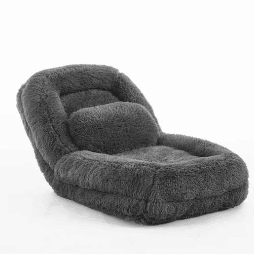 Sofá tipo cama humana - 5 posições ajustáveis, sofá multifuncional para jogos, meditação e relaxamento, tecido felpudo - Cinza escuro Sofá tipo cama humana - 5 posições ajustáveis, sofá multifuncional para jogos, meditação e relaxamento, tecido felpudo - Cinza escuro