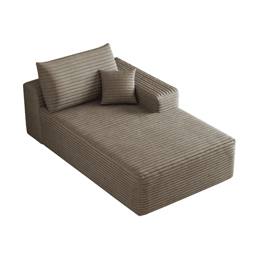 Sofá-cama 175 x 95 cm - modular, estofado em veludo cotelê, 1 lugar - Camel Sofá-cama 175 x 95 cm - modular, estofado em veludo cotelê, 1 lugar - Camel