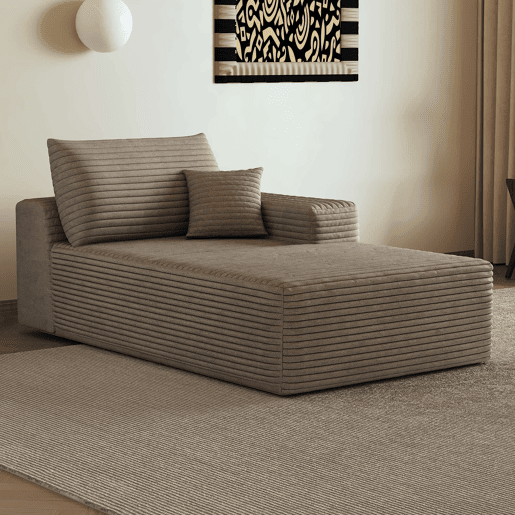 Sofá-cama 175 x 95 cm - modular, estofado em veludo cotelê, 1 lugar - Camel Sofá-cama 175 x 95 cm - modular, estofado em veludo cotelê, 1 lugar - Camel