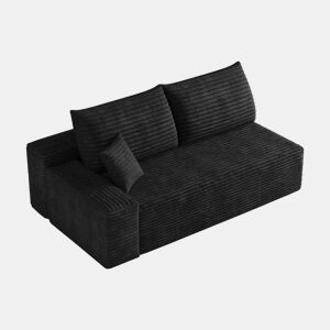 Sofá de 2 lugares, 175 x 95 cm u2013 estofado em veludo, confortável u2013 preto
