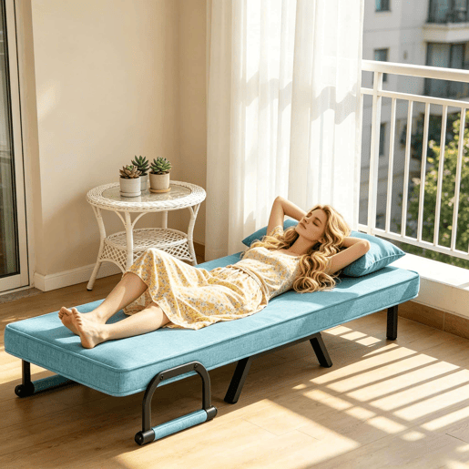 Poltrona-cama conversível 69 x 64,5 x 82 cm - Multifuncional e dobrável, com função de cama e design compacto - Azul Poltrona-cama conversível 69 x 64,5 x 82 cm - Multifuncional e dobrável, com função de cama e design compacto - Azul