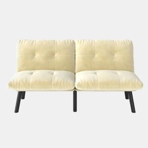 Sofá de 2 lugares - moderno, dobrável, com função de cama - creme