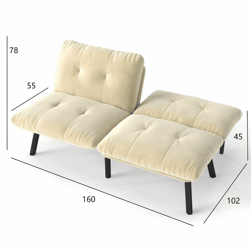 Sofá de 2 lugares - moderno, dobrável, com função de cama - creme Sofá de 2 lugares - moderno, dobrável, com função de cama - creme