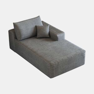 Sofá-cama individual 175 x 95 x 83 cm - estofado em veludo, modular - cinzento