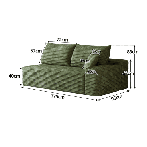 Sofá modular de 2 lugares - Design moderno e confortável - Verde Sofá modular de 2 lugares - Design moderno e confortável - Verde
