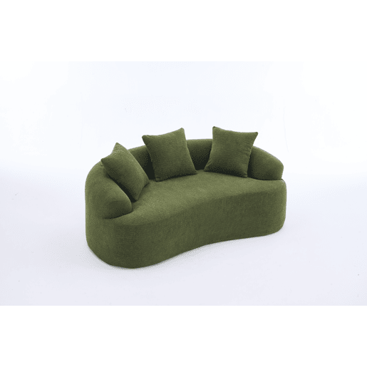 Sofá modular de 2 lugares - Curvado, compacto, com 3 almofadas decorativas, ideal para apartamentos - Verde Sofá modular de 2 lugares - Curvado, compacto, com 3 almofadas decorativas, ideal para apartamentos - Verde