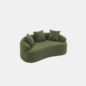 Sofá modular de 2 lugares - Curvado, compacto, com 3 almofadas decorativas, ideal para apartamentos - Verde