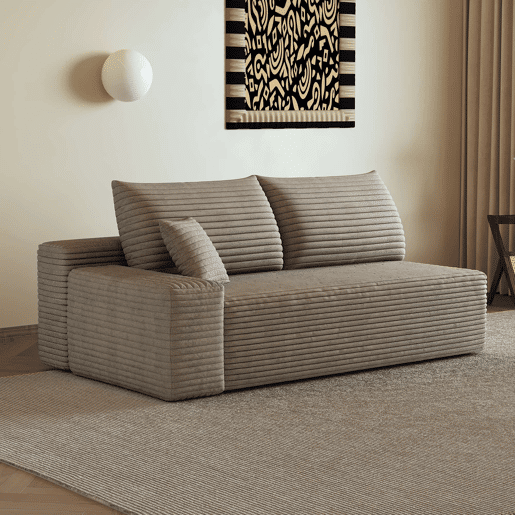 Sofá modular de 2 lugares, 175 x 95 cm u2013 estofo em veludo cotelê, assento confortável u2013 Camel