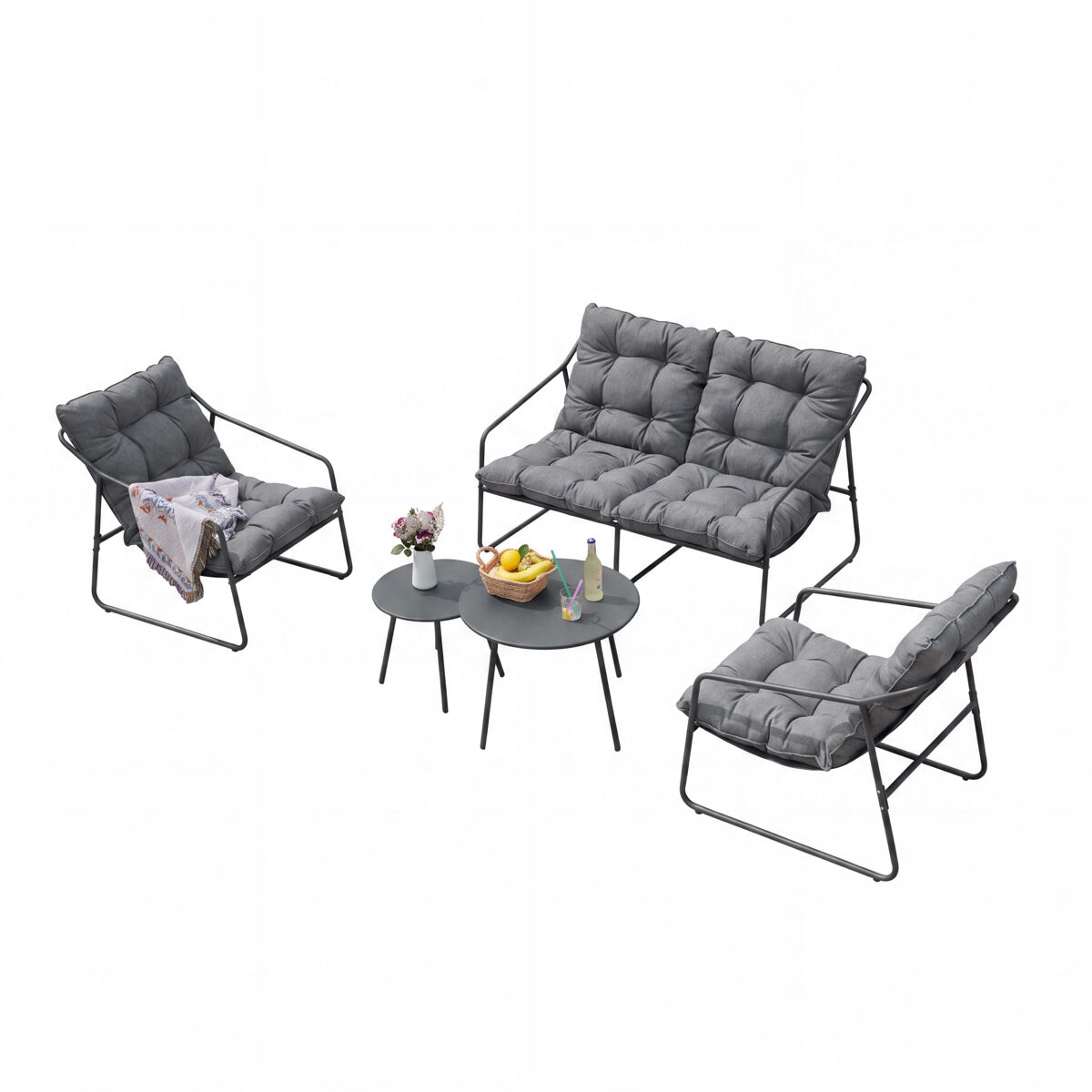 Juego de muebles de jardín kivanta 5 piezas - gris oscuro [en.casa]