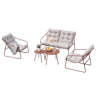 Conjunto de mobiliário de jardim Kivanta 5 pcs. aço Cor de ferrugemBege en.casa